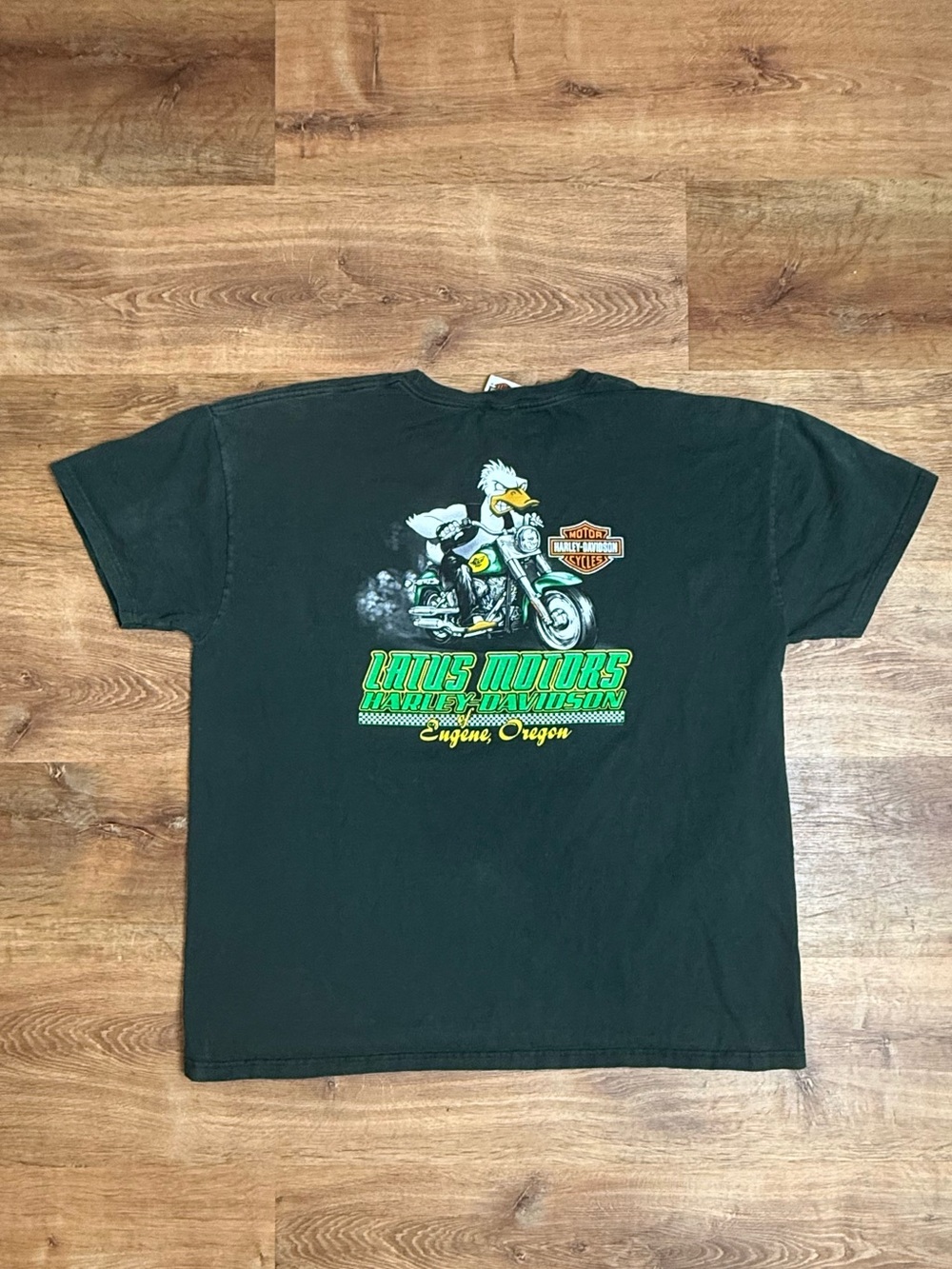 Harley-Davidson Dark Green Eugene, Oregon Tee Shirt W/ Pocket on Front